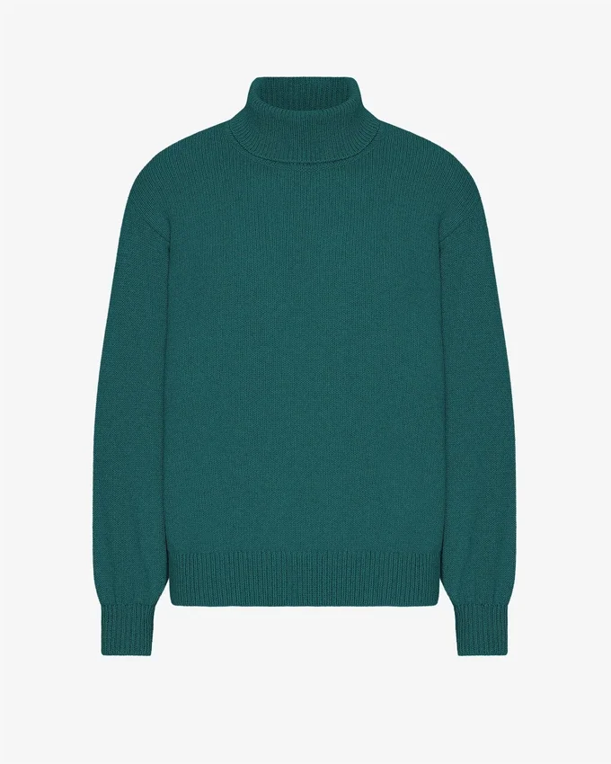Cuello alto de lana merino - Verde océano