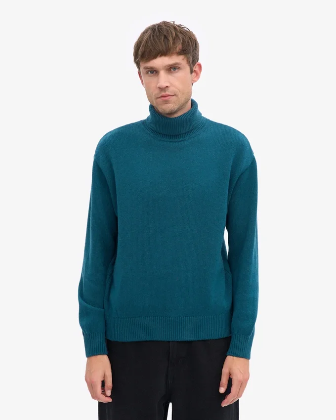 Cuello alto de lana merino - Verde océano