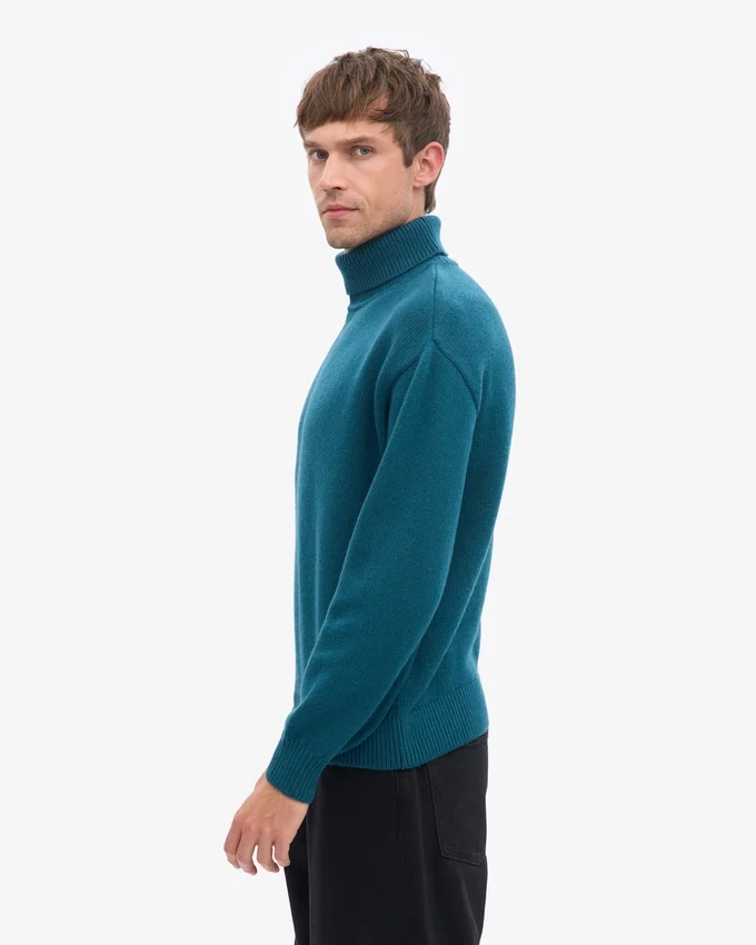 Cuello alto de lana merino - Verde océano