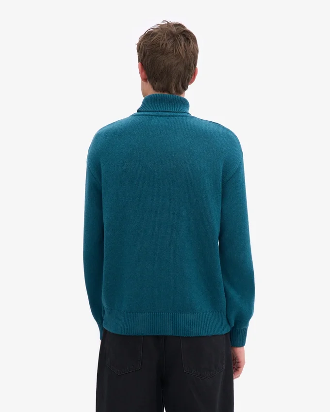Cuello alto de lana merino - Verde océano