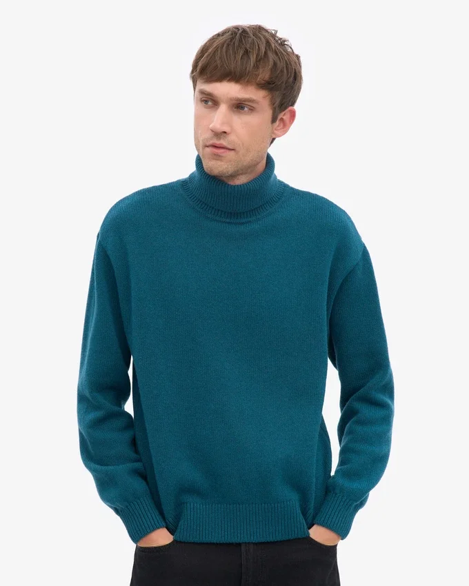 Cuello alto de lana merino - Verde océano