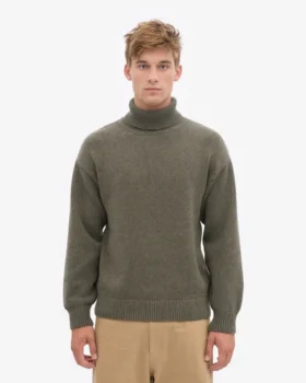 Cuello alto de lana merino – Verde oliva