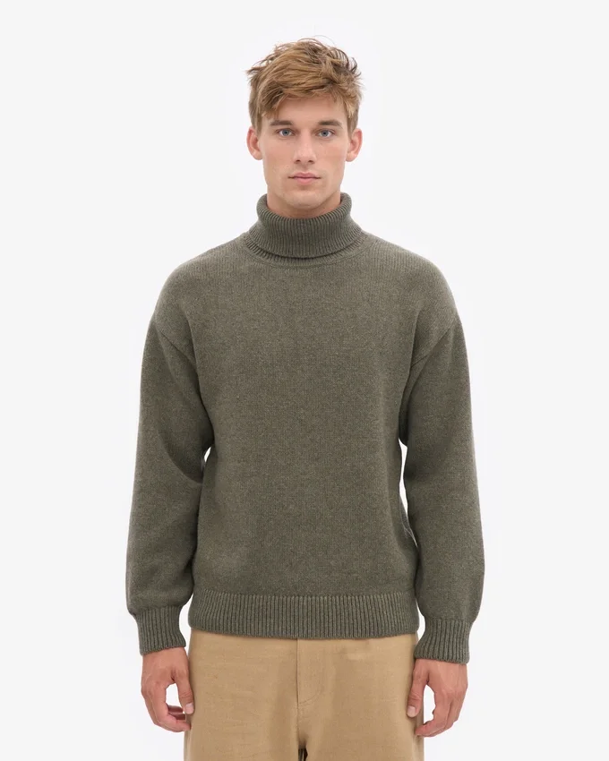 Cuello alto de lana merino - Verde oliva