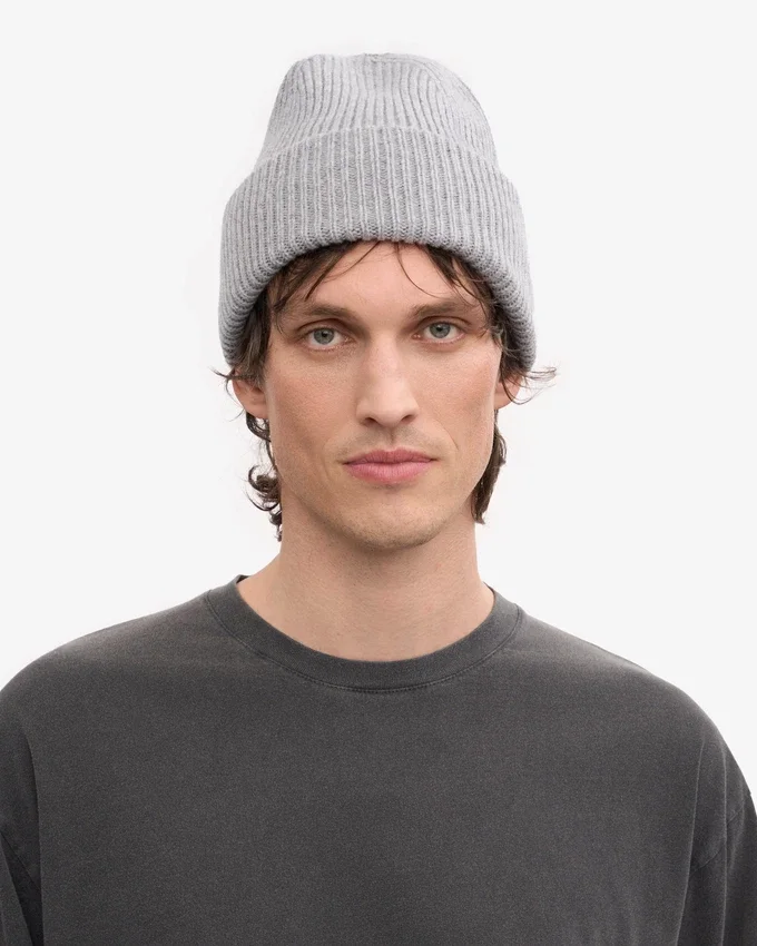Gorro de lana merino - Gris jaspeado