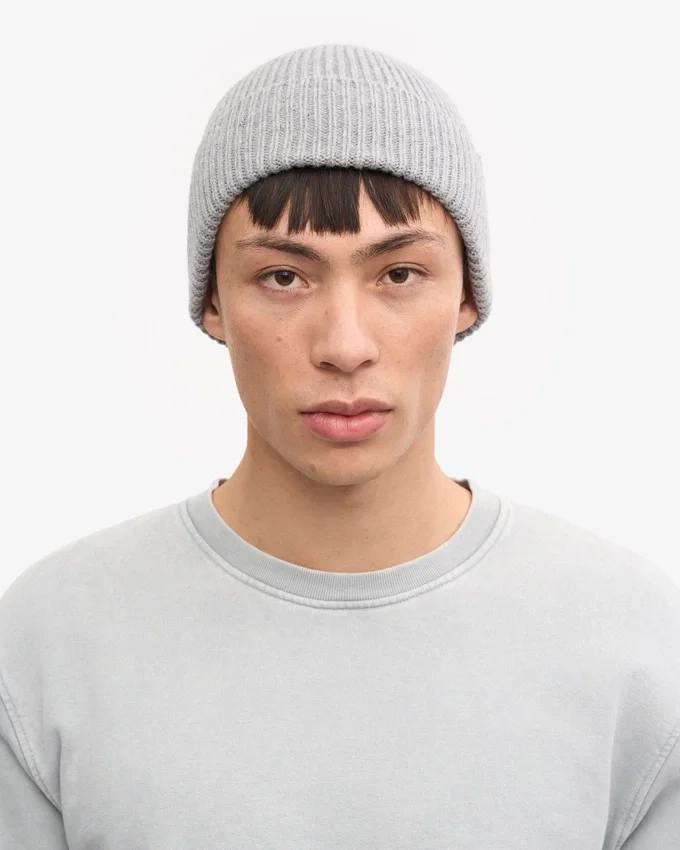 Gorro de lana merino - Gris jaspeado