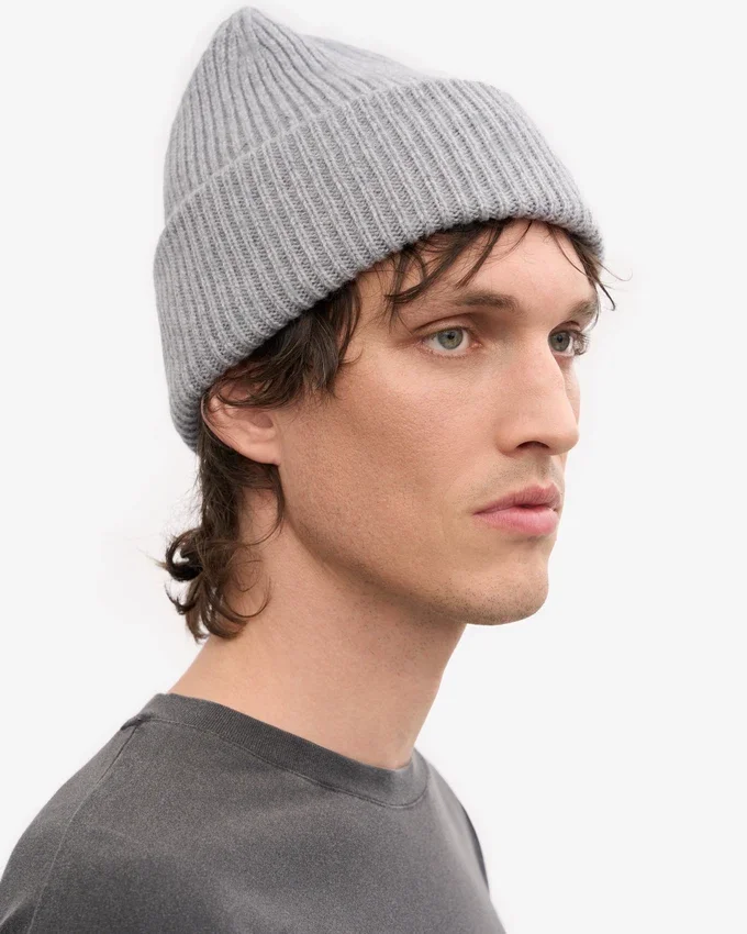 Gorro de lana merino - Gris jaspeado