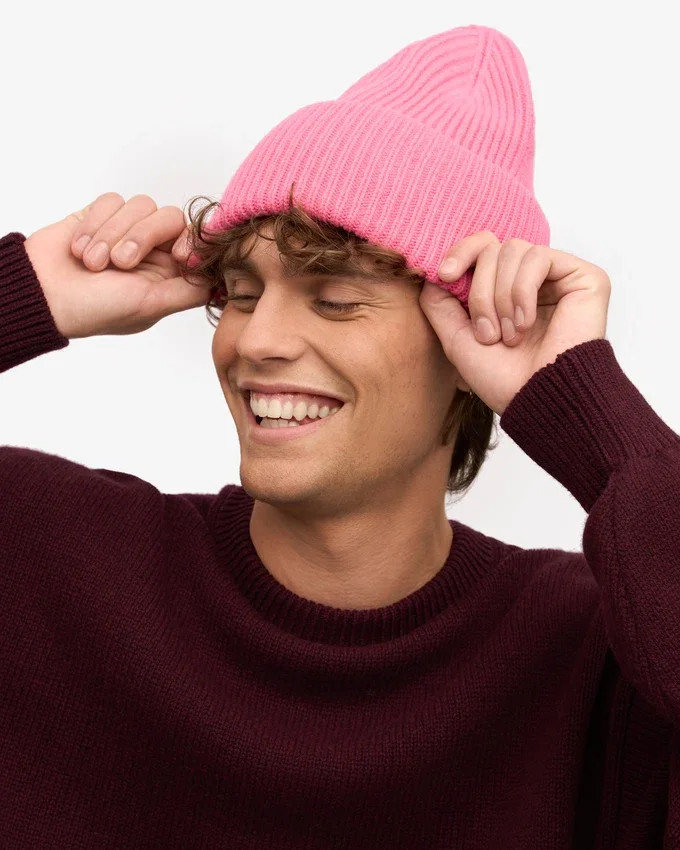 Gorro de lana merino - Rosa chicle