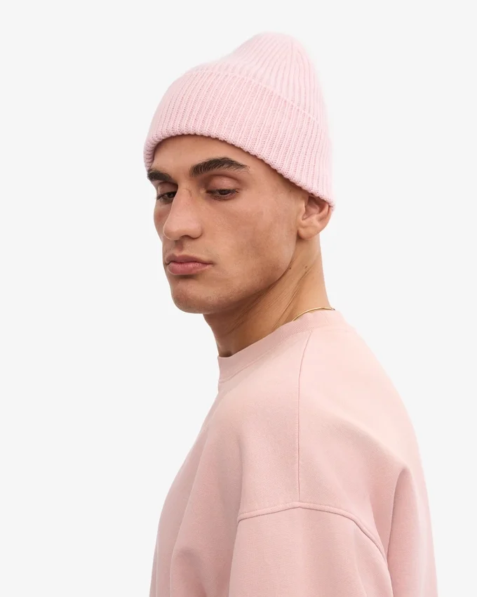 Gorro de lana merino - Rosa descolorido