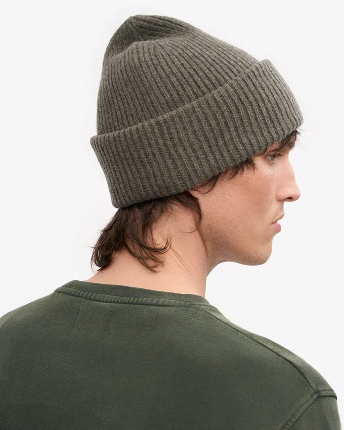 Gorro de lana merino - verde oliva apagado