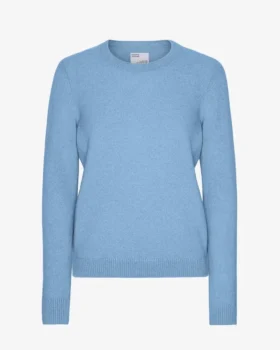 Jersey clásico de lana merino para mujer - Azul mar