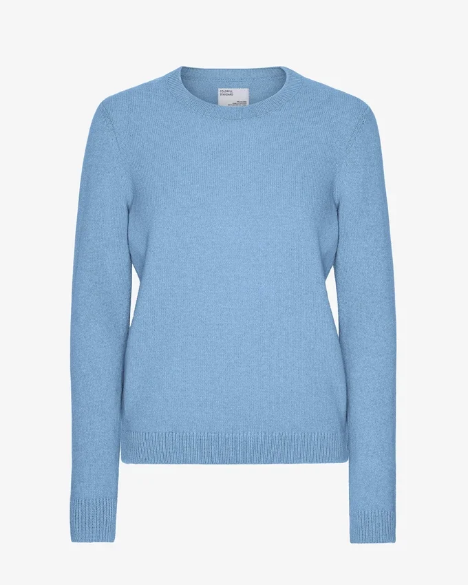 Jersey clásico de lana merino para mujer - Azul mar