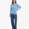 Jersey clásico de lana merino para mujer - Azul mar