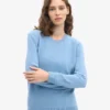 Jersey clásico de lana merino para mujer - Azul mar