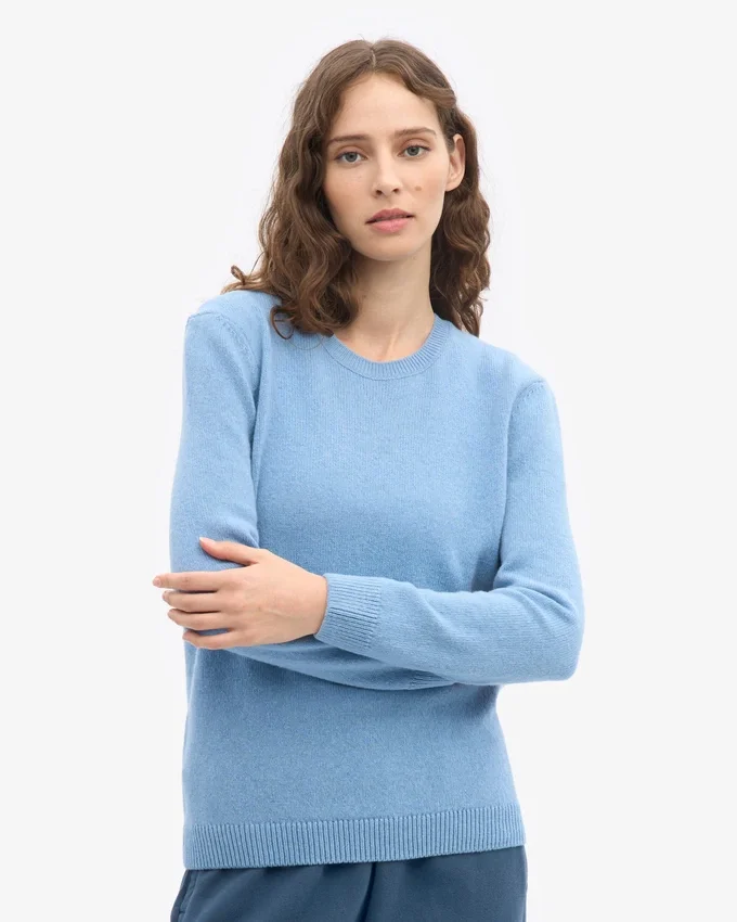 Jersey clásico de lana merino para mujer - Azul mar
