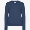 Jersey clásico de lana merino para mujer - Azul petróleo