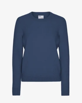 Jersey clásico de lana merino para mujer - Azul petróleo