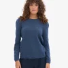 Jersey clásico de lana merino para mujer - Azul petróleo
