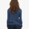 Jersey clásico de lana merino para mujer - Azul petróleo