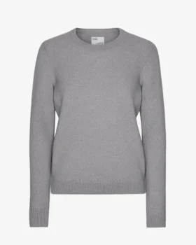 Jersey clásico de lana merino para mujer - Gris jaspeado