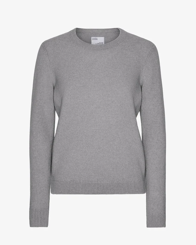 Jersey clásico de lana merino para mujer - Gris jaspeado