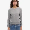 Jersey clásico de lana merino para mujer - Gris jaspeado