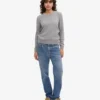 Jersey clásico de lana merino para mujer - Gris jaspeado