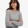 Jersey clásico de lana merino para mujer - Gris jaspeado