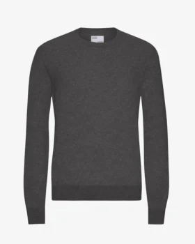 Jersey de cuello redondo de lana merino ligera - Gris lava