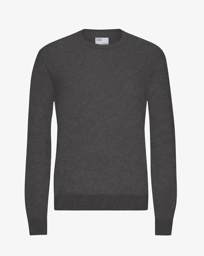 Jersey de cuello redondo de lana merino ligera - Gris lava