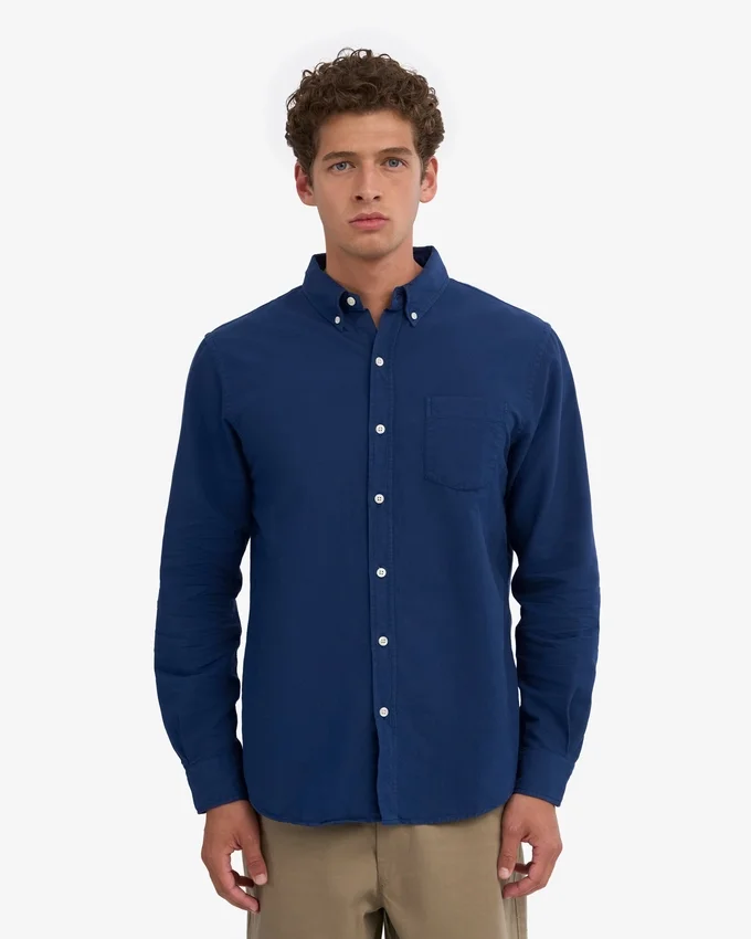 Organic Button Down Camisa - Azul marino