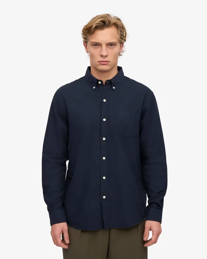 Organic Button Down Camisa - Azul marino