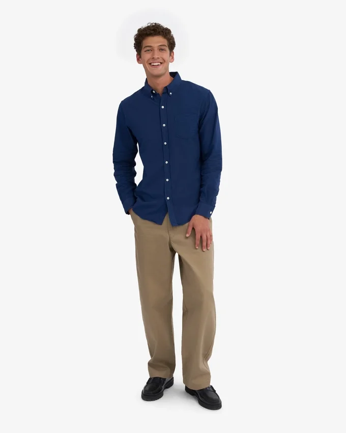 Organic Button Down Camisa - Azul marino