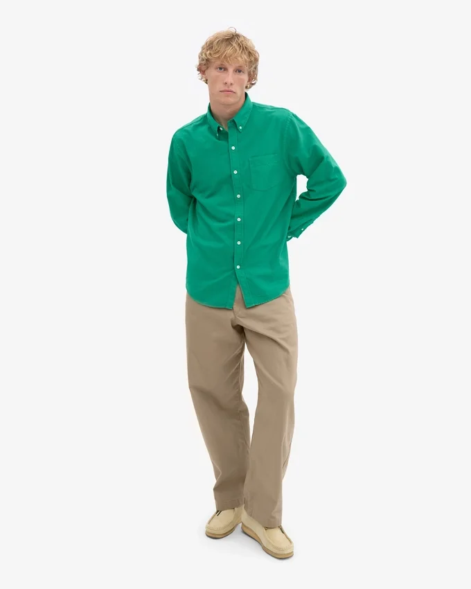Organic Button Down Camisa - Verde Kelly
