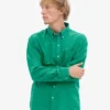 Organic Button Down Camisa - Verde Kelly