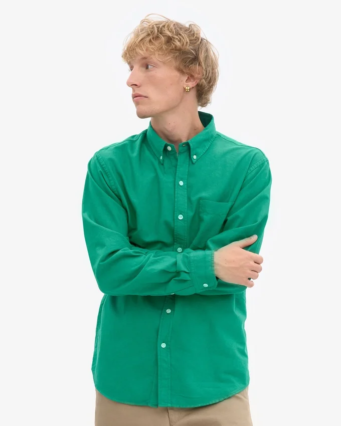Organic Button Down Camisa - Verde Kelly