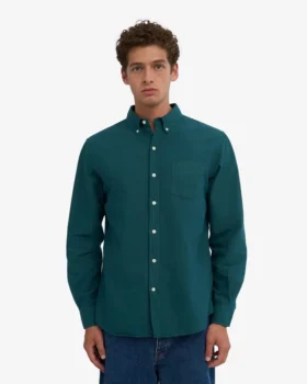 Organic Button Down Camisa – Verde océano