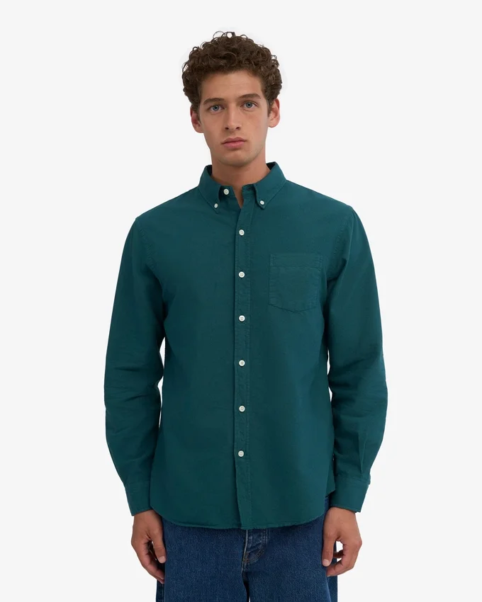 Organic Button Down Camisa - Verde océano