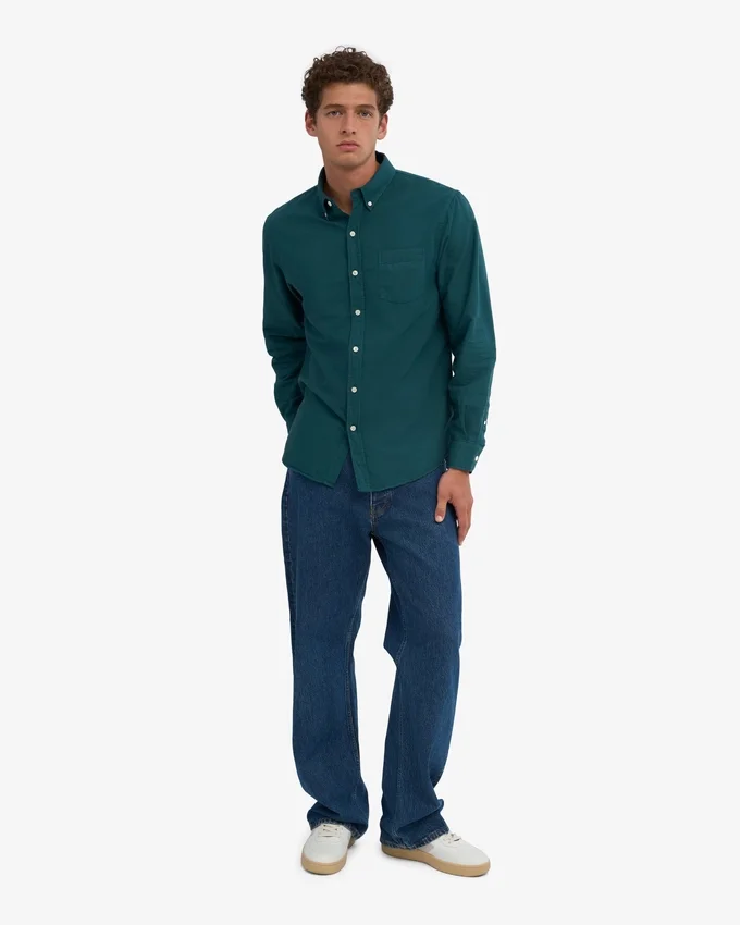 Organic Button Down Camisa - Verde océano