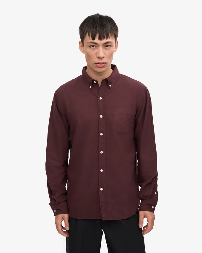 Organic Button Down Shirt - Rojo sangre de buey
