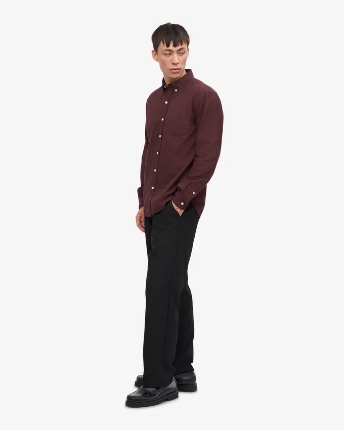 Organic Button Down Shirt - Rojo sangre de buey