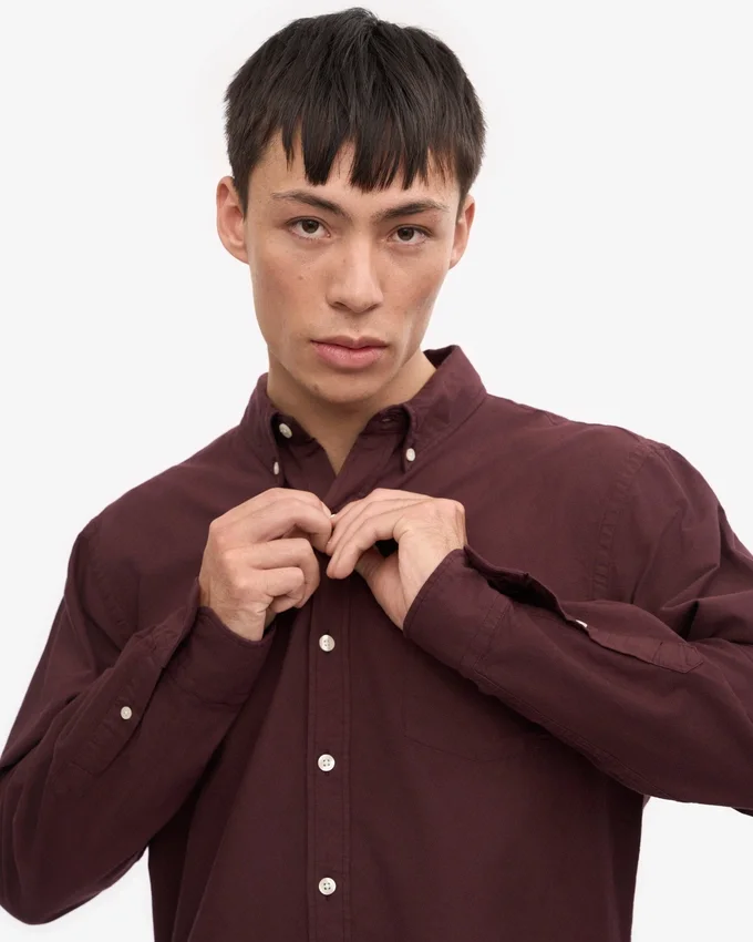 Organic Button Down Shirt - Rojo sangre de buey