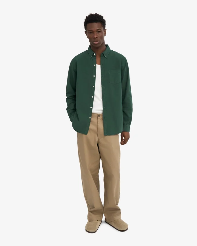 Organic Button Down Shirt - Verde esmeralda