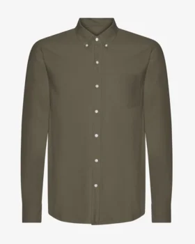 Organic Button Down Shirt - Verde oliva polvoriento