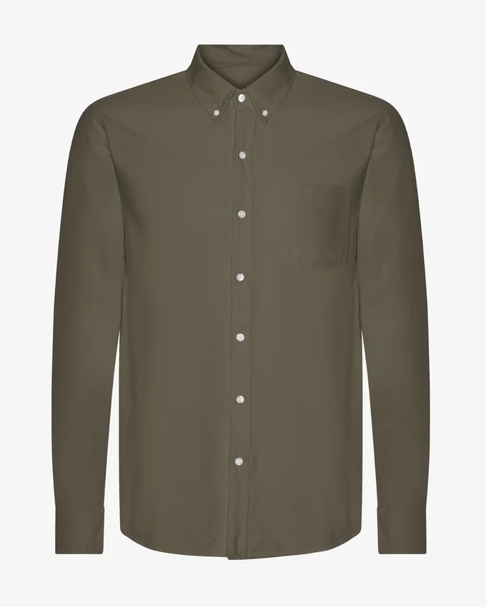 Organic Button Down Shirt - Verde oliva polvoriento