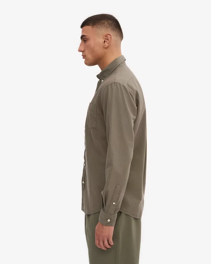 Organic Button Down Shirt - Verde oliva polvoriento