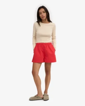 Organic Twill Shorts para mujer – Rojo mandarina