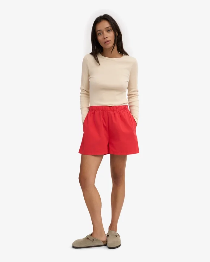 Organic Twill Shorts para mujer - Rojo mandarina