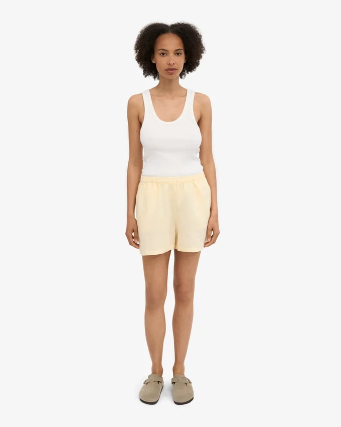 Pantalones cortos de lino - Amarillo suave