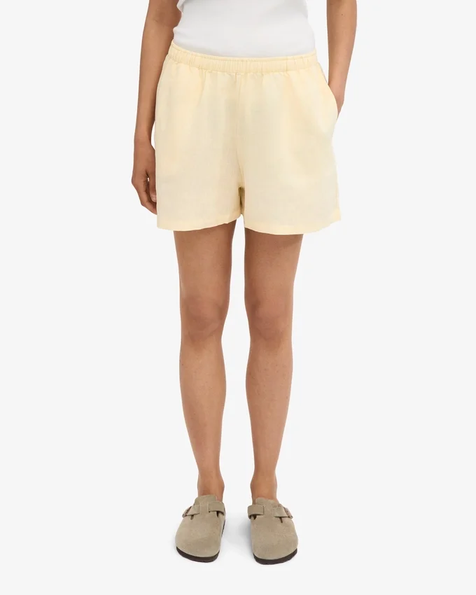 Pantalones cortos de lino - Amarillo suave