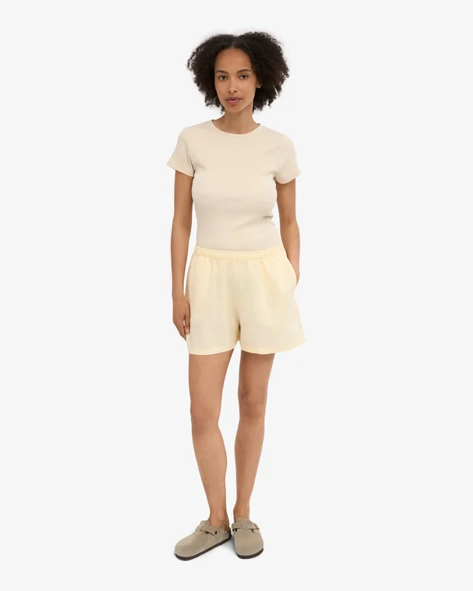 Pantalones cortos de lino - Amarillo suave